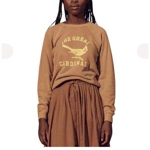 THE GREAT.  Brown Graphic Sweatshirt eagles size 0 (xs) yellow excellent cond